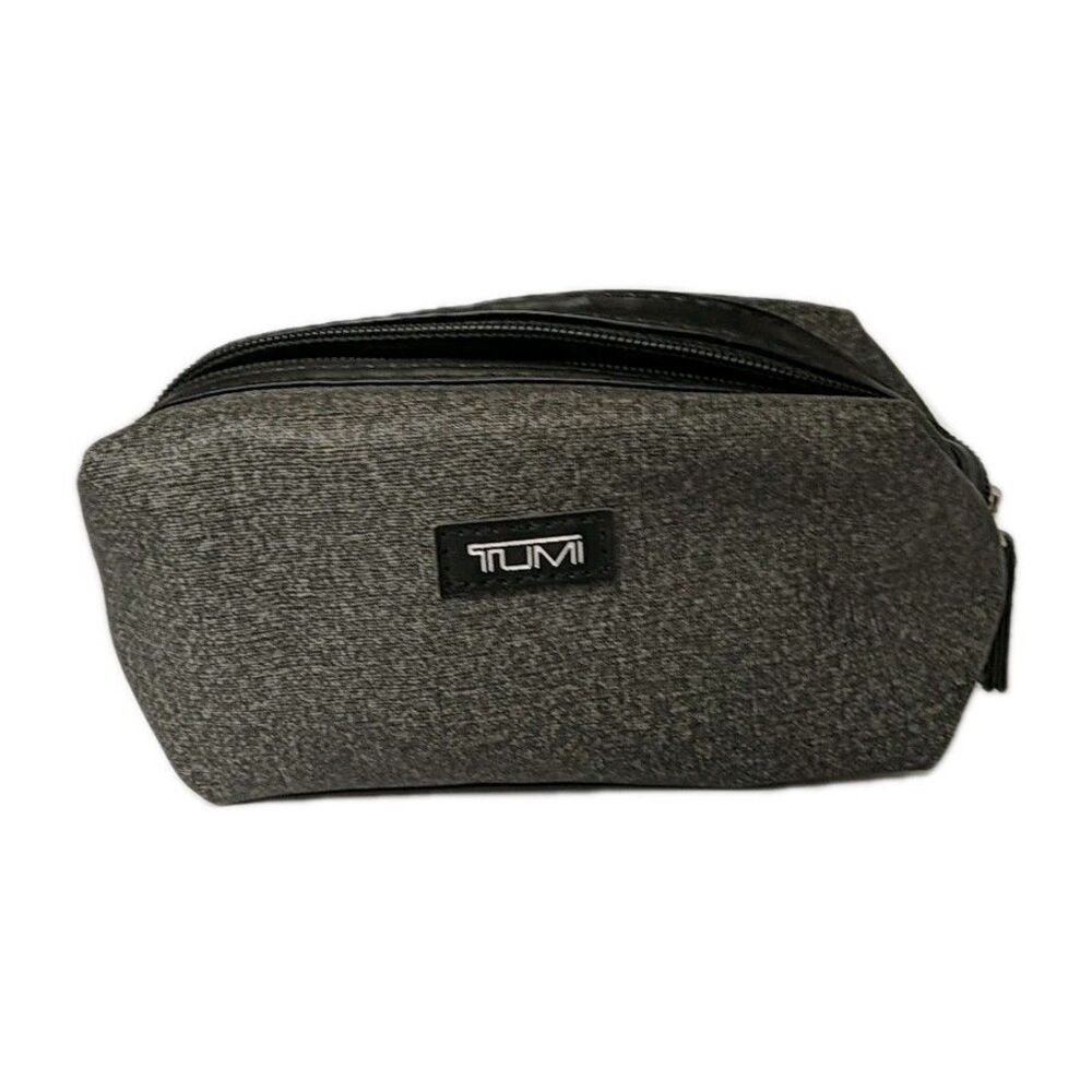 Tumi Delta Travel Pouch Zip Around Cosmetic Bag Amenities Toiletries Gray